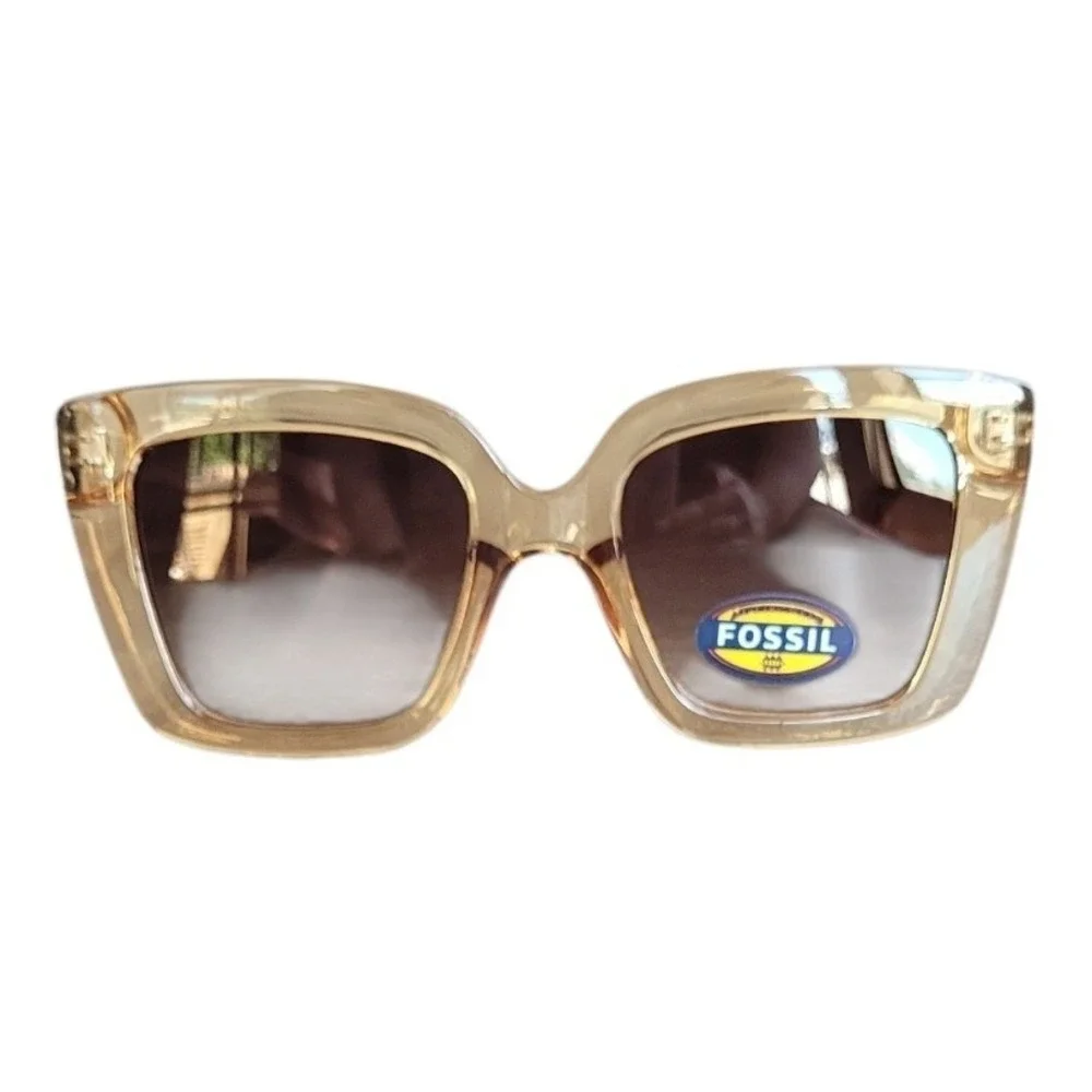 New (No Case) FOSSIL Tan Cat Eye Sunglasses One Size